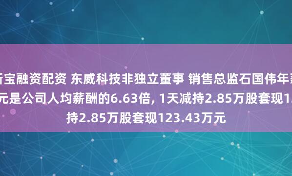 新宝融资配资 东威科技非独立董事 销售总监石国伟年薪110.39万元是公司人均薪酬的6.63倍, 1天减持2.85万股套现123.43万元