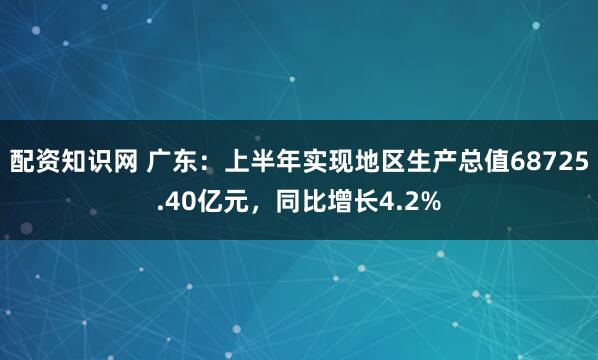 配资知识网 广东:上半年实现地区生产总值68725.40亿元,同比增长4.2%